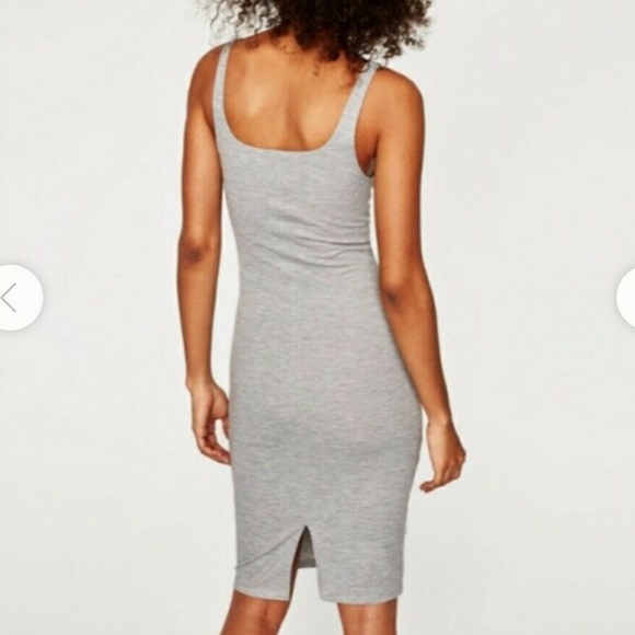 Zara Trafaluc Grey Bodycon MIDI dress Size S - Picture 2 of 9